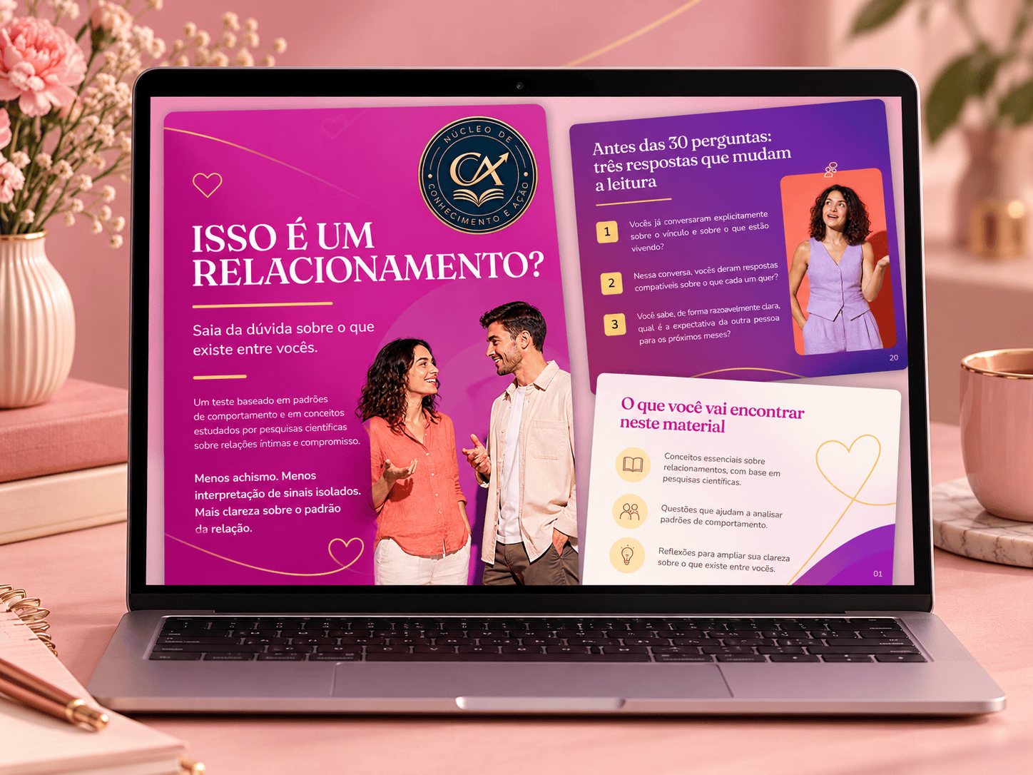 Prévia do guia digital Isso é um relacionamento? exibido em um computador